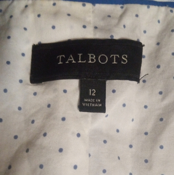Talbots Blue White Breton Stripe Linen Cotton Blend Single Button Blazer Size 12 - Picture 7 of 8